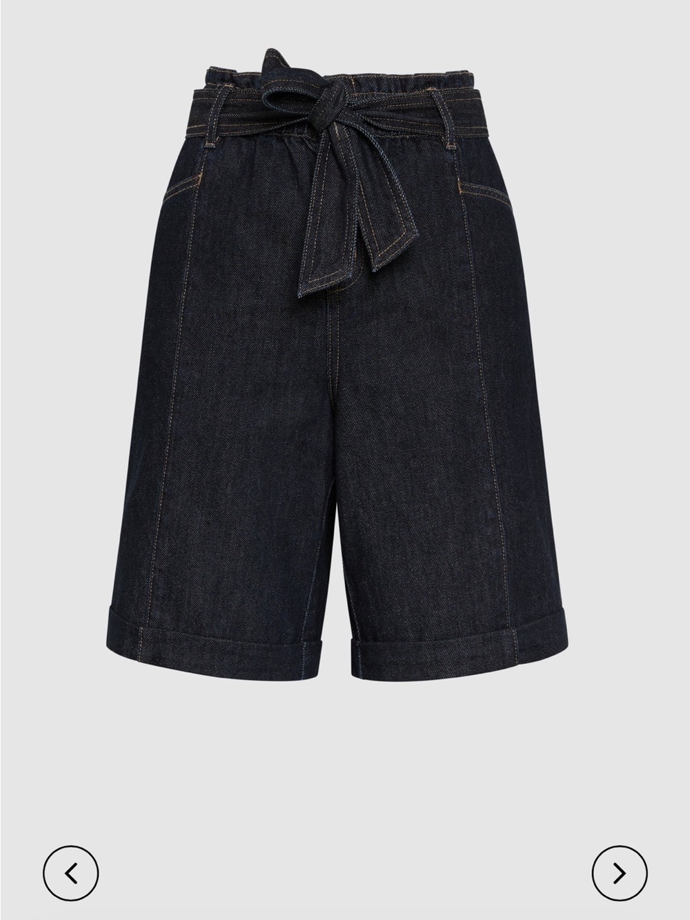 Laura Paperbag Waist Dark Denim Shorts with Tie Belt